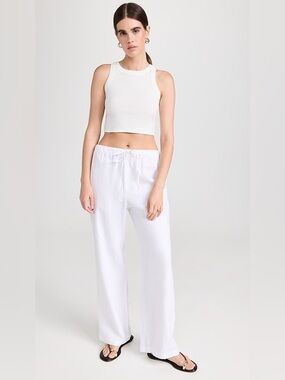Reformation Olina 100% Linen Wide Leg Drawstring Waist Pull On Breezy Pant small